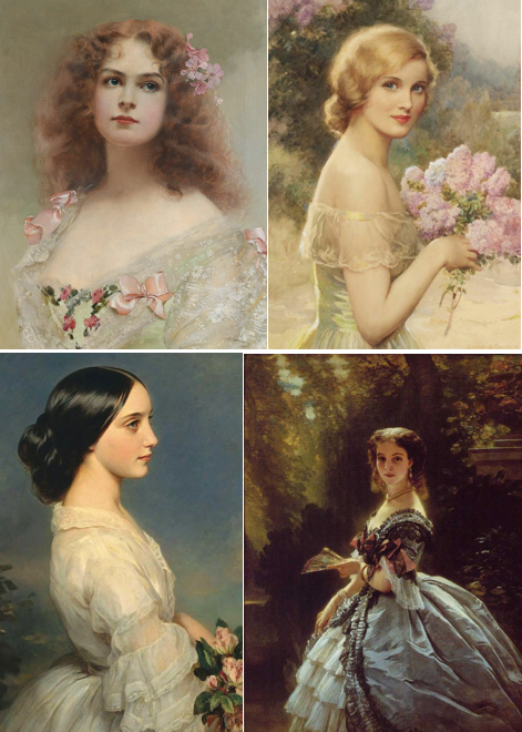 Работы Витторио Маттео Коркоса,, Альберта Генри Коллингса, Франца Ксавьера Винтельхальтера. Коллаж автора. Источник: prinrest.ru