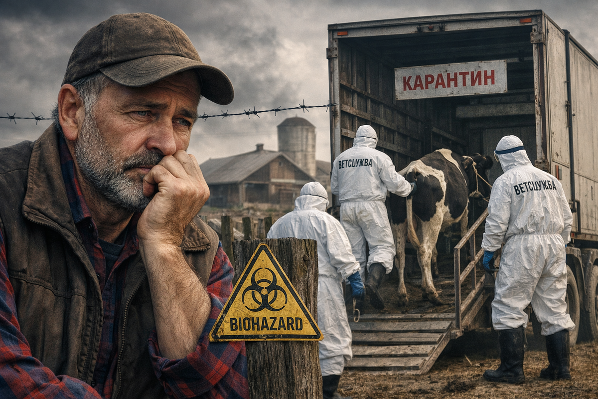 Сцена на ферме в карантине