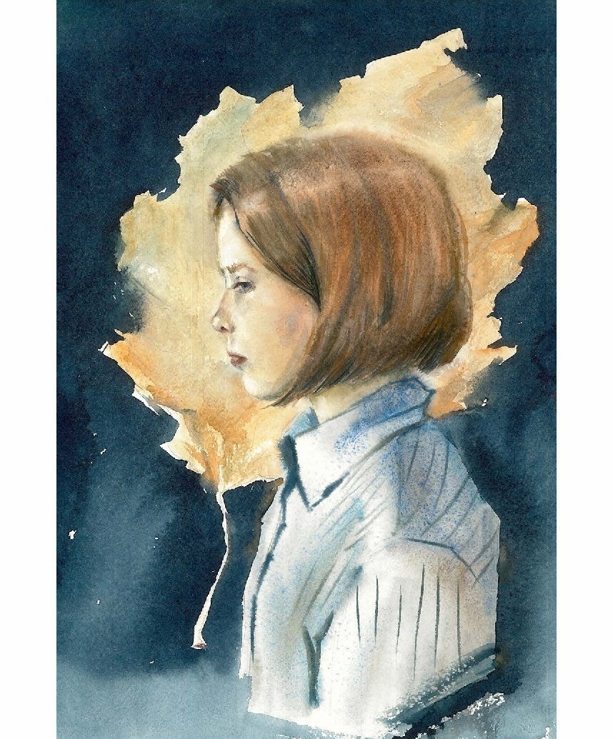 Юность — осень детства. Бумага, акварель. 28х38. 2019 год