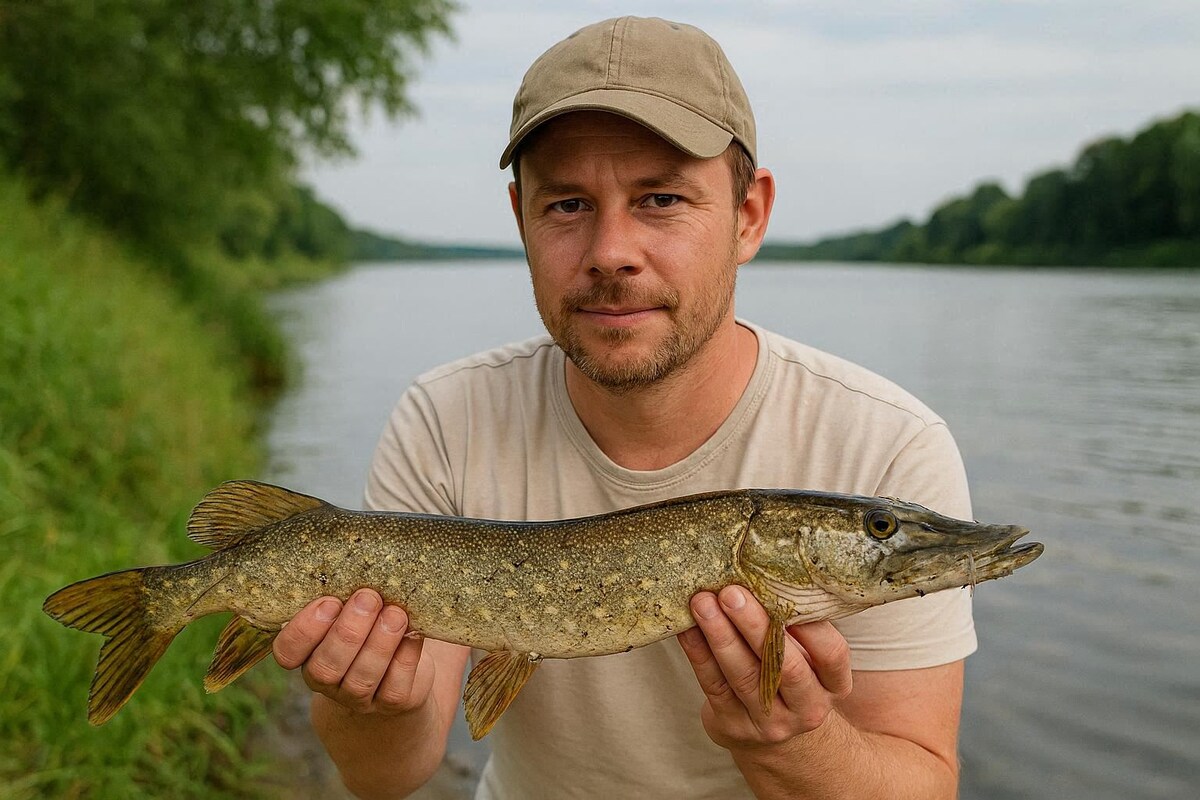 «Щука августовского жора на спиннинг с колеблющейся блесной.»