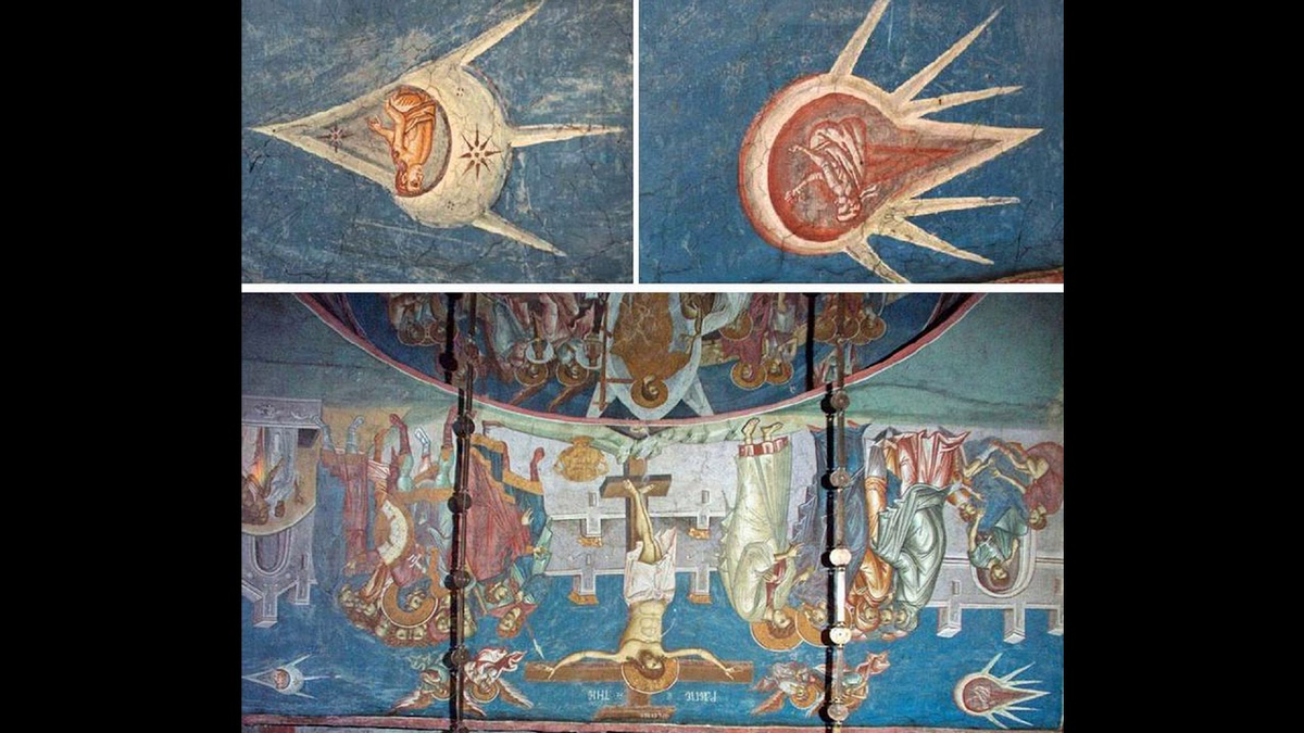 НЛО в «Распятие Христа», 1350 г. монастырь Высокие Дечаны в Косове