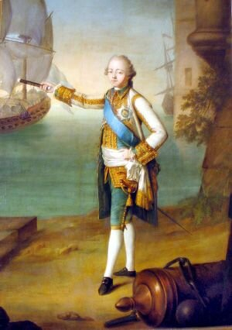 Портрет цесаревича Павла Петровича в адмиральском мундире. Художник Н.Б. Делальер