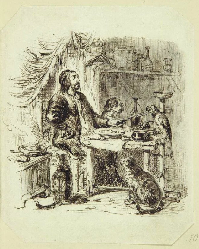 Рисунок Гранвиля к "Робинзону Крузо"