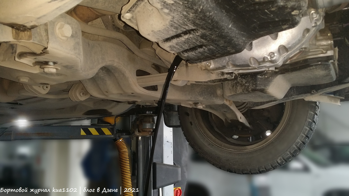 Нижняя часть автомобиля Volkswagen Polo со снятой защитой двигателя. Автор фотографии kua1102