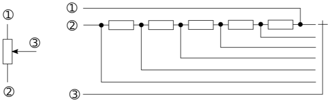 Аналоговый непрерывный и аналоговый дискретный потенциометры. Иллюстрация моя