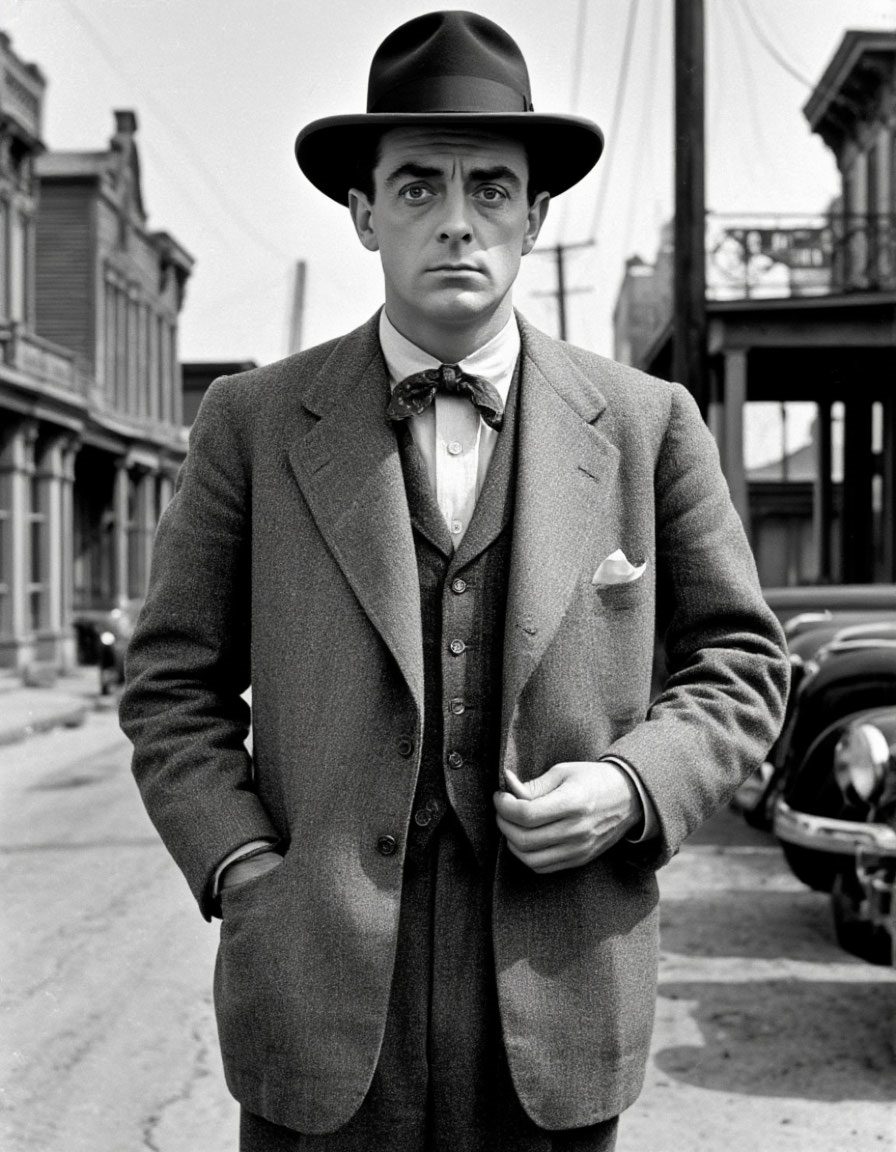 На фото один из великих комиков немого кино Бастер Китон, как обычно, не улыбается. Предельно серьезный юмор.