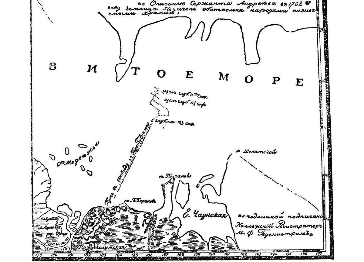Изображение Земли Андреева на карте Геденштрома