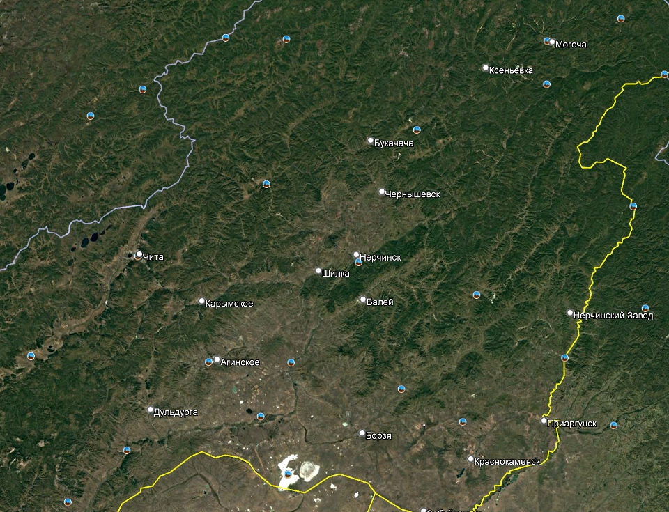 Забайкалье.. Скриншот с космоснимка.