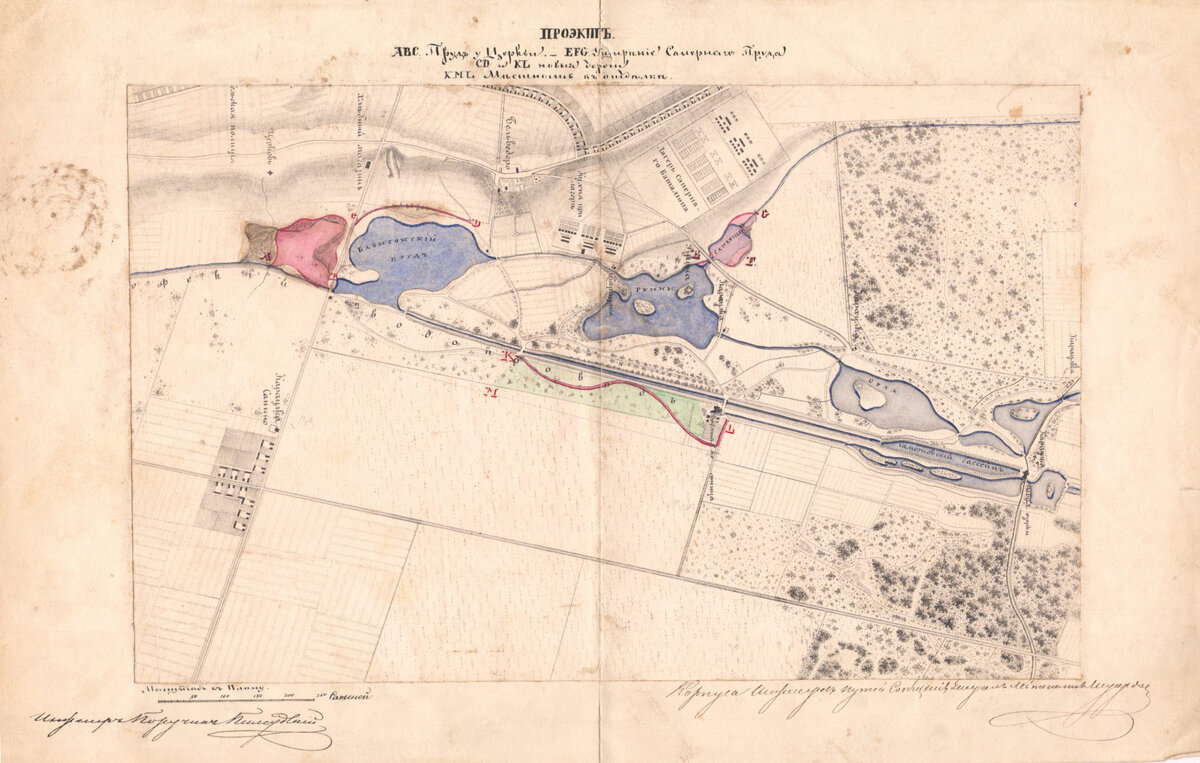 Исторические карты фонтанного водопровода. Из архива ГМЗ “Петергоф”