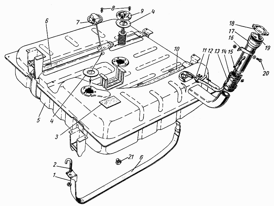 Бак от ГАЗ-22В с полукруглой выштамповкой под нишу запаски.