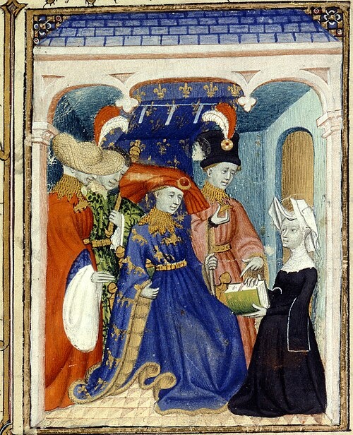 Людовик Орлеанский и Кристина Пизанская. Авторство: Master of the City of Ladies. http://www.escholarship.org/editions/data/13030/jd/ft8k4008jd/figures/ft8k4008jd_00110.jpg, Общественное достояние, https://commons.wikimedia.org/w/index.php?curid=7609929