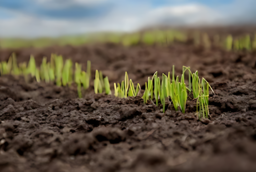 Всходы чернушки, посеянные под зиму. Начало марта. Коаснодарский край