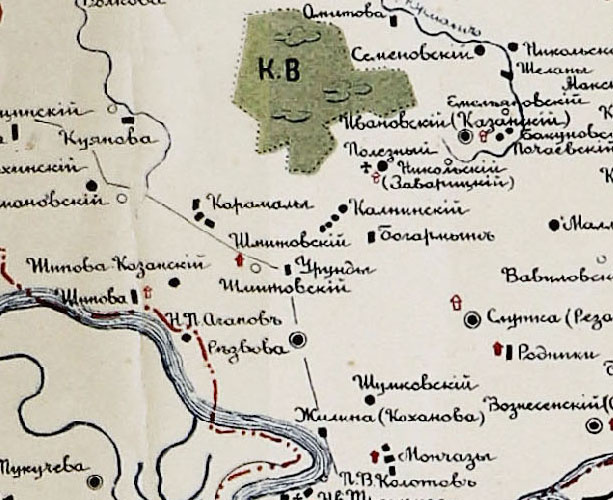 Фрагмент карты Уфимского уезда, 1914 г.