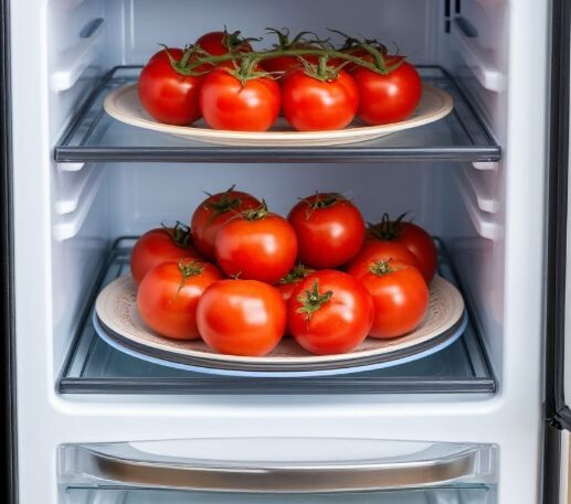 Помидоры в холодильнике теряют аромат, становятся водянистыми и мягкими.