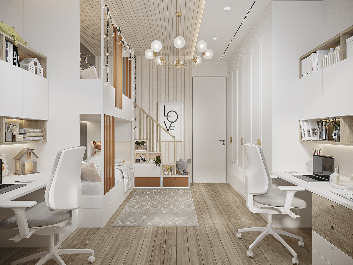 Проект детской для двух сестёр. Дизайн студия Малина-ПРО. https://designmalina.ru/