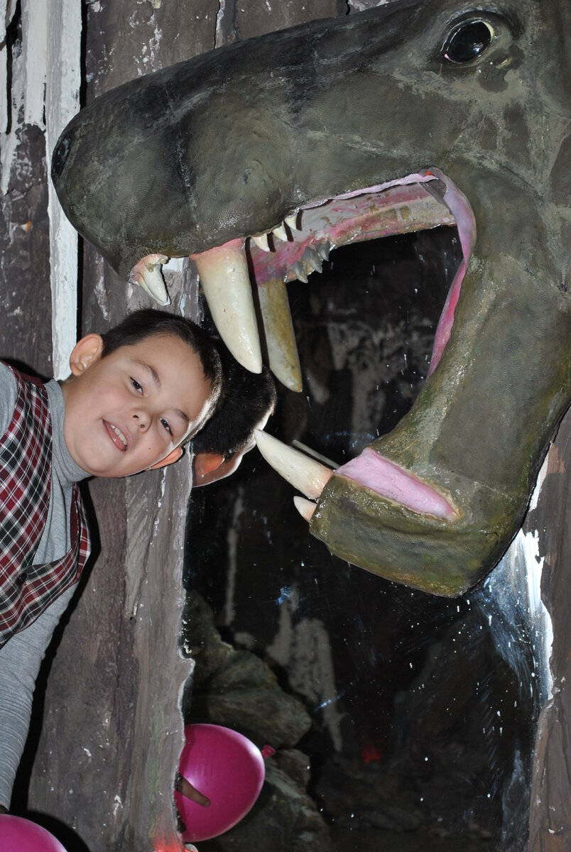 Может и мы тоже суем голову в пасть дракона. Наш экспонат в пещере-голова динозавра.