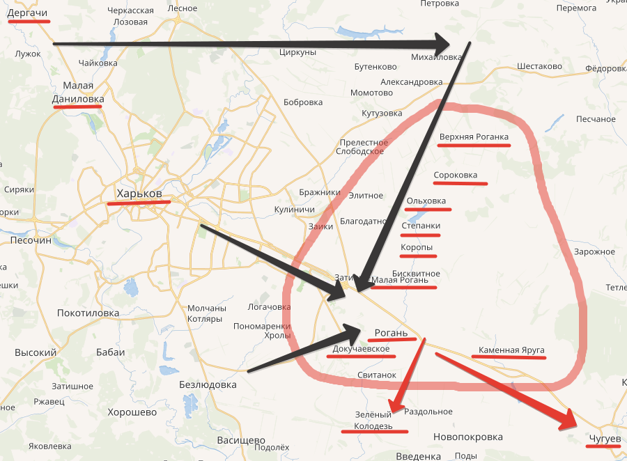 Схема боя и населенники, поименованные в статье. Аппликация Автора