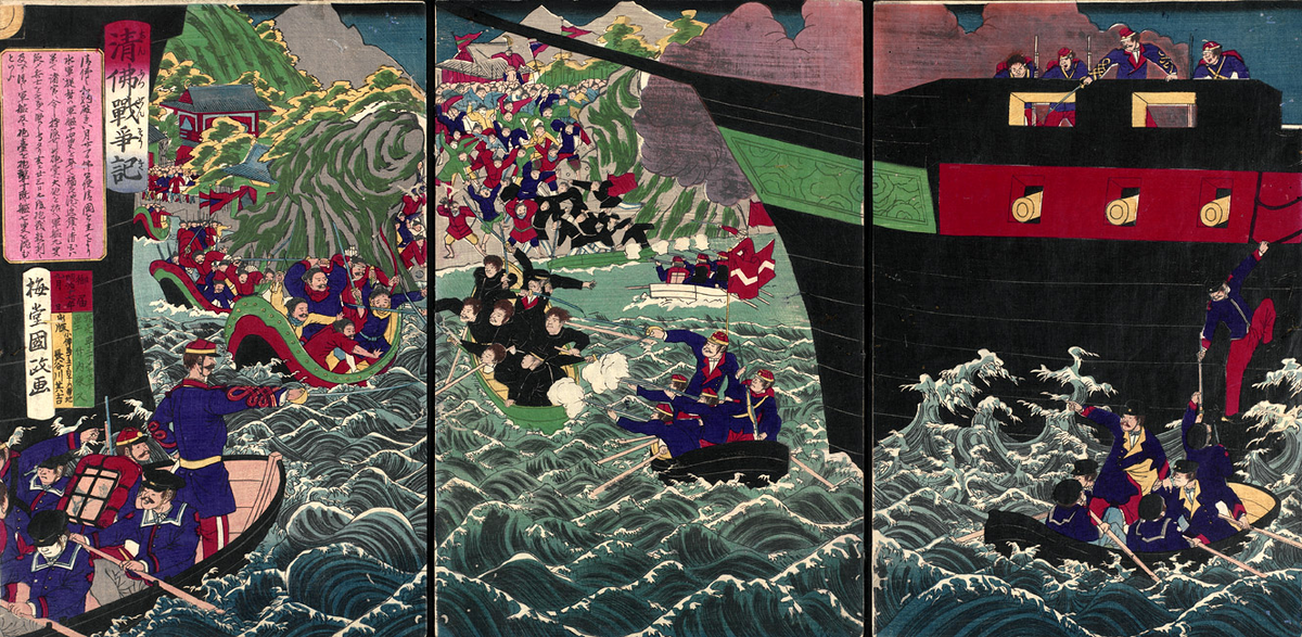 "Эпизод франко-китайской войны", Утагава Кунисада III (Utagawa Kunisada III), 1884 год.