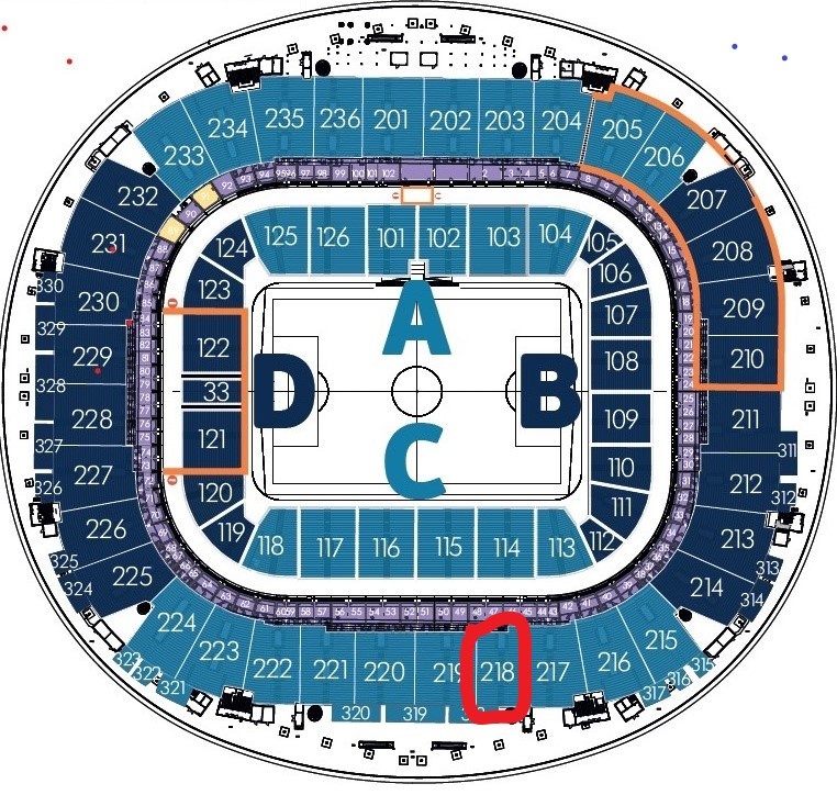 Новая схема расположения секторов, действует с сезона 2023-2024