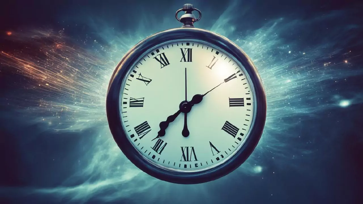 57. Часы и Космос (создано с помощью Кандинский)