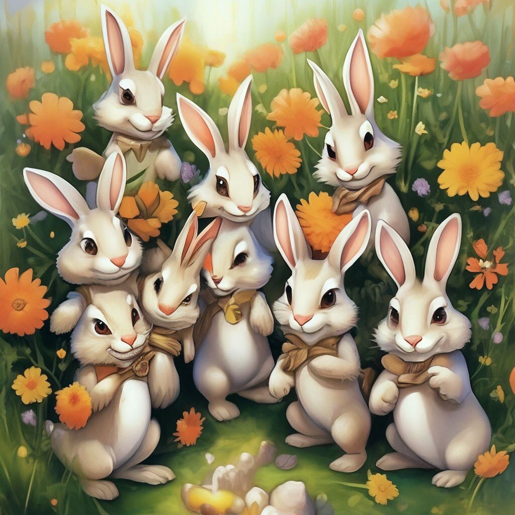 рисунок автора 9 кроликов