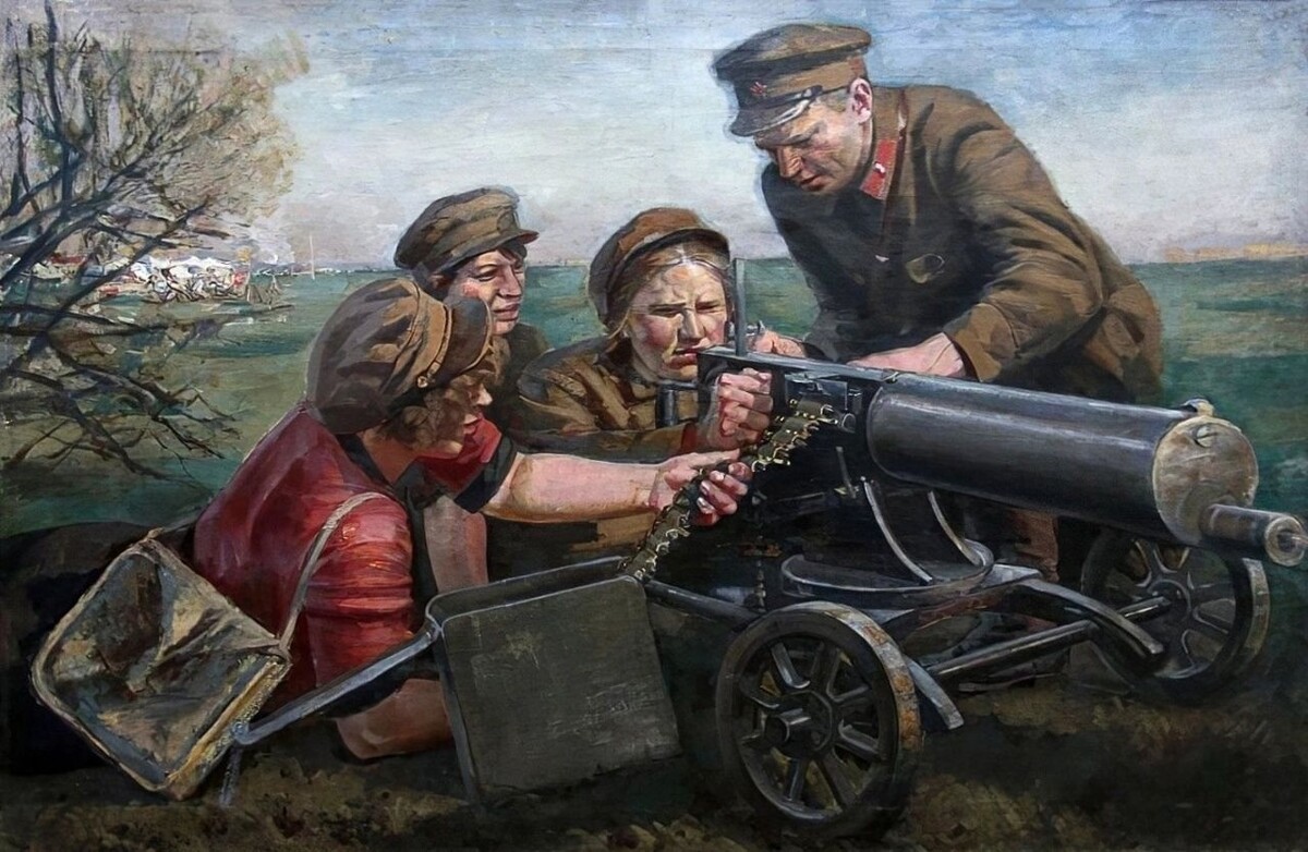 Власть создает у людей ложные ценности войны;  ♦ «Учебная стрельба из пулемёта», 1933 год. Художник Сергей Михайлович Луппов (1893 - 1977). ♦ https://www.facebook.com/7arlan/posts/pfbid028JLsz4ZWwb7XKJXCnFuvxwGH8Vmnj1MbT4beCikmu4RwHWXD1ZyYLPy47fQgpZrhl