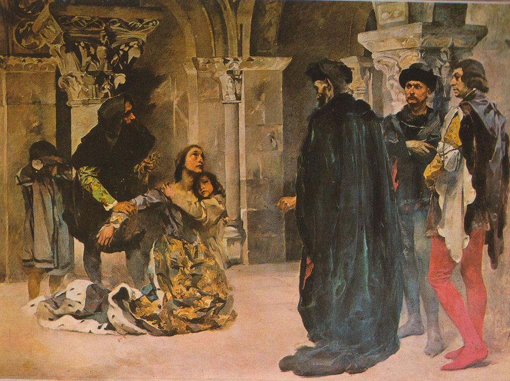 Убийство Инес де Кастро. Картина Колумбано Бордало Пиньейру, около 1901/04.