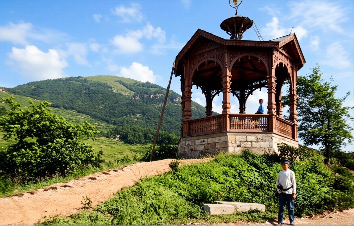 Пятигорск: беседка Борея (оцветнение исторического фото: https://ezenhancer.ai) 