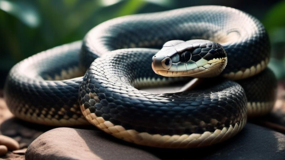    Змея на камне:Автоматически сгенерированное изображение, Stable Diffusionweb