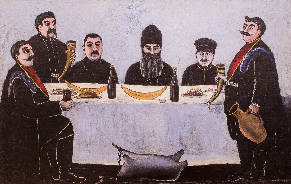 Нико Пиросмани. Кутёж. 1905-1907 гг. Клеёнка. Масло. 