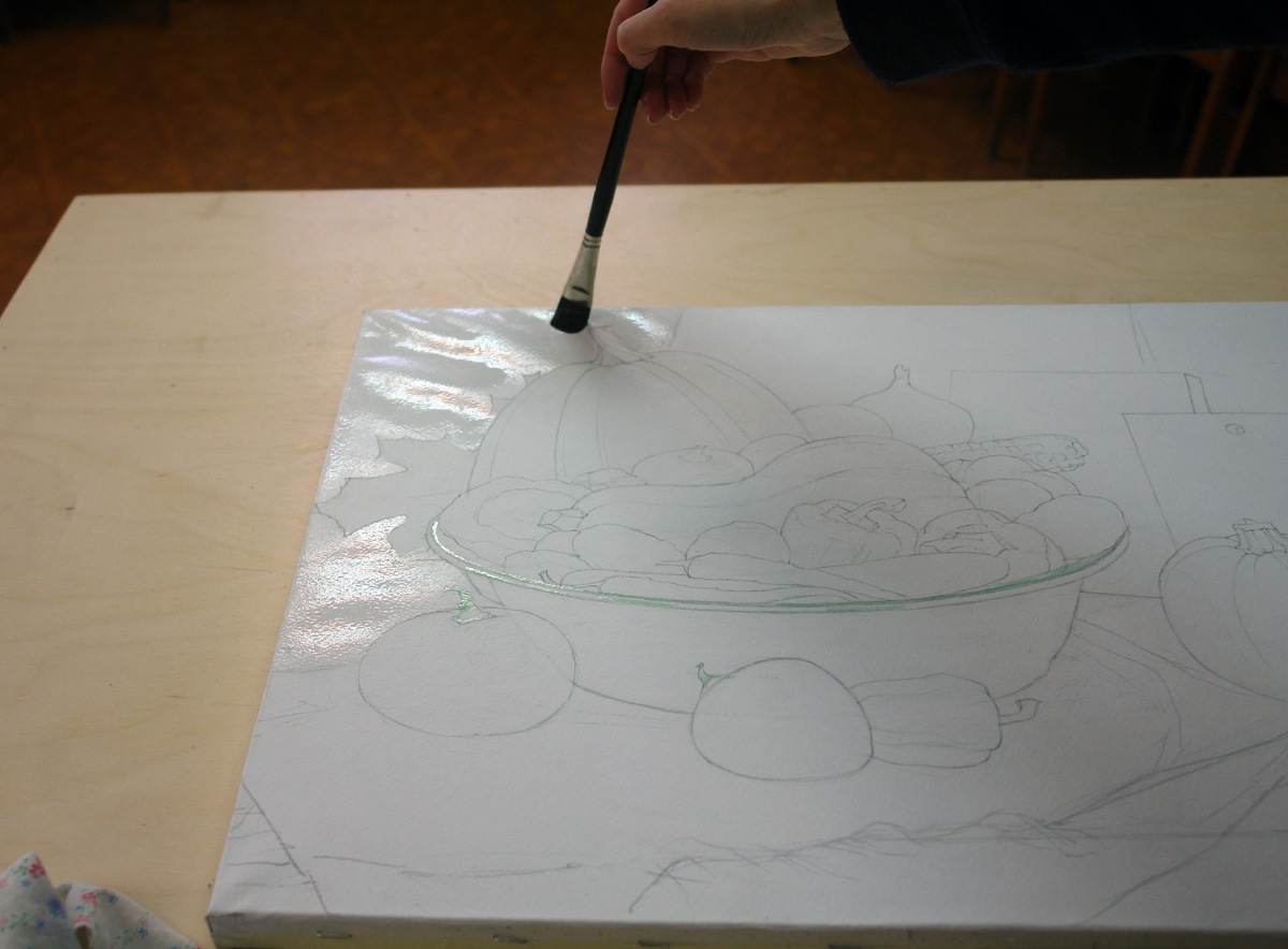 Выполнение заливок с наполнением цветом овощей в натюрморте "Плодородие". Рисунок №3.