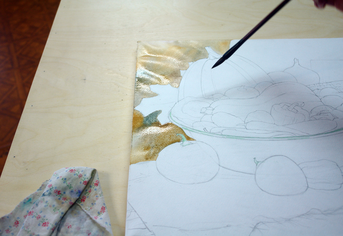 Выполнение заливок с наполнением цветом овощей в натюрморте "Плодородие". Рисунок №4.