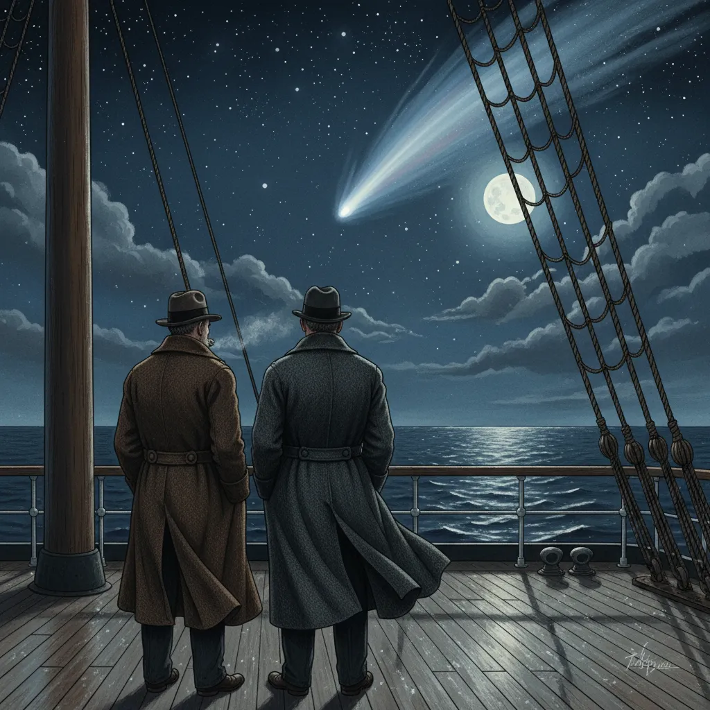 Наблюдение феноменально яркой кометы с палубы корабля. 