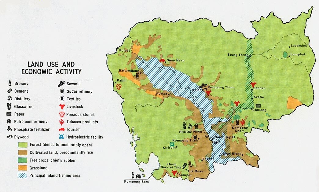Карта экономической активности Камбоджи | V-Trust