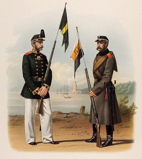 Пиратский Карл Карлович (1815–1871) «Жалонеры Гвардейского Экипажа (Парадная и учебная формы)»