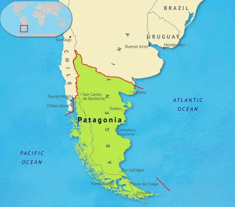 Патагония на карте Южной Америки, фото из открытых источников