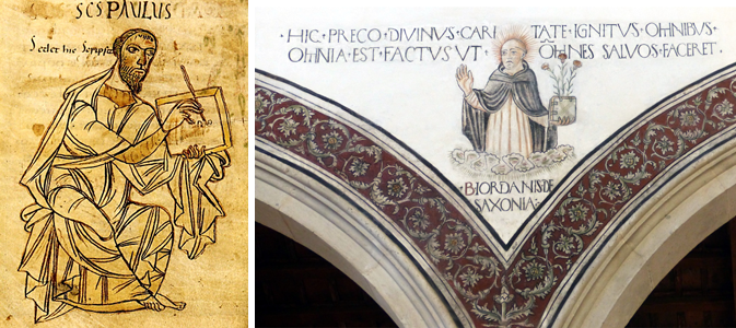 Иордан. Готский историк VI века. Прежде чем стать монахом, Иордан был епископом и историком VI века готского происхождения, служившим нотариусом в Восточной Римской 
империи. Иордан является втором двух трудов - «Гетика» (Getica), основополагающей, но все же сокращенная истории готов, составленной на основе трудов утраченной 12-томной истории «Historia Gothica» некоего Кассиодора (государственного деятеля во время правления короля остготов Теодориха Великого), и «Римской истории» (Historia Romana) - христианского изложения римской истории писателя I века н. э Веллея Патеркула. И хотя его труд регулярно подвергается критике, Getica до сих пор остается важнейшим современным источником по истории готов и гуннов, даже несмотря на свою опору на более ранние источники и иногда порой мифологизированное содержание. Иордан написал эти произведения в Константинополе во время правления императора Юстиниана I (527-565 г. н.э.), в период серьезных конфликтов и политических потрясений для Византийской империи. На фото справа: фреска с изображением Иордана в Приходской церкви Сан-Пьетро-Мартире на острове Мурано в Венеции
