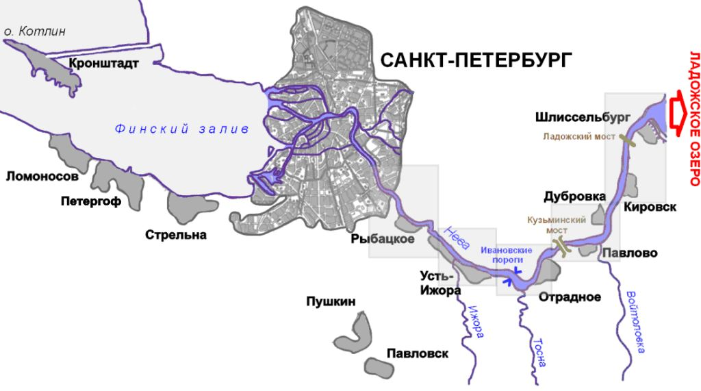 Контурная карта река нева - TouristMaps.ru