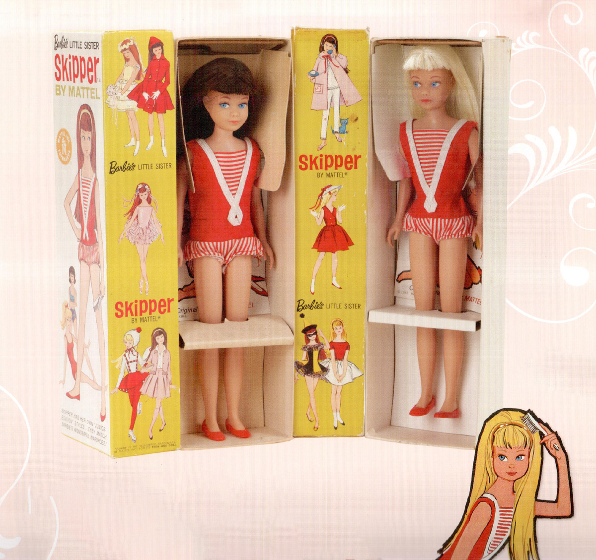 Первая Скиппер из 60-х. Скрин из книги Barbie. A rare beauty