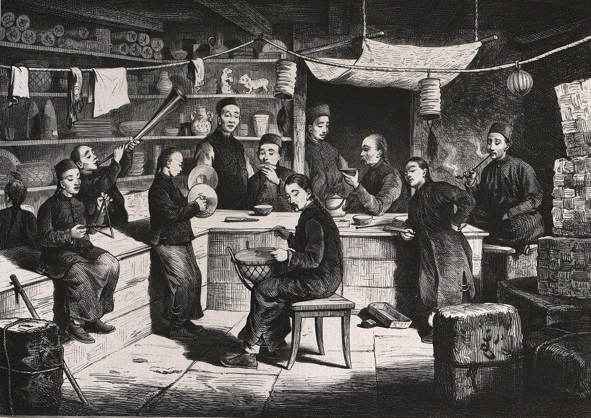 «Чайный трактир и лавка в Маймачене» (на русско-китайской границе). Газабов, А. Бальдингер. «Всемирная иллюстрация» № 597. Конец XIX — начало XX вв.