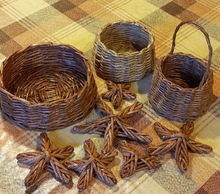 Мои самые первые изделия из эко лозы