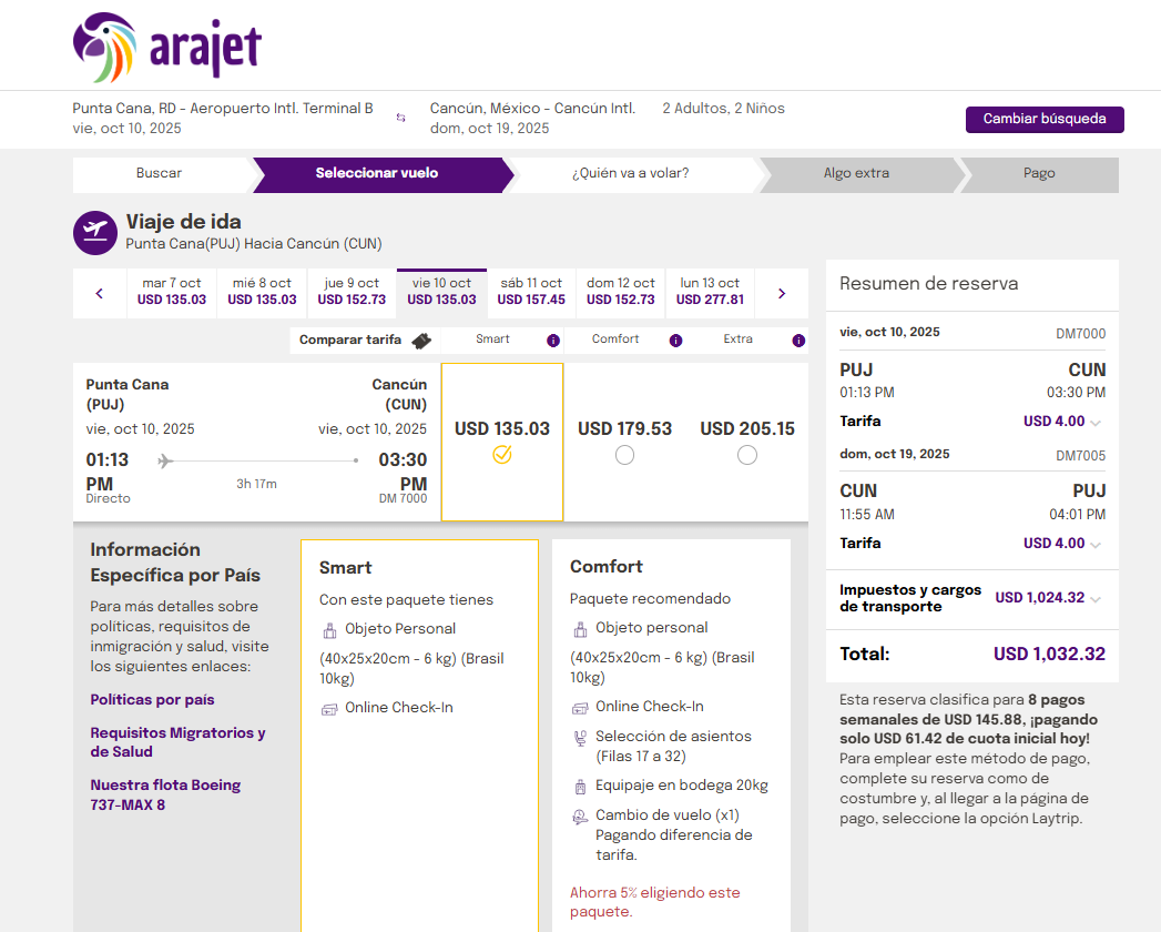 авиабилеты в Мексику на семью из 4х человек , промо от авиакомпании Arajet