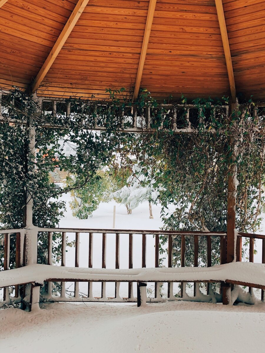    Открытая беседка - односкатная крыша на 4 столбах.Pexels.com