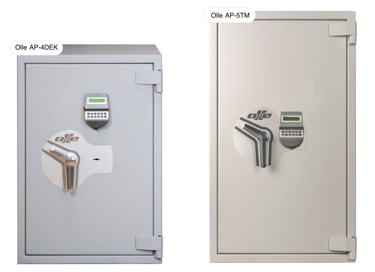 Сейфы 4го класса взломостойкости Olle AP с разными системами запирания