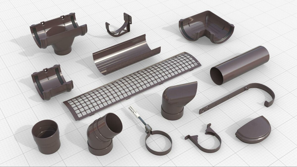 На фото — пластиковая водосточная система ОПТИМА от ТЕХНОНИКОЛЬ