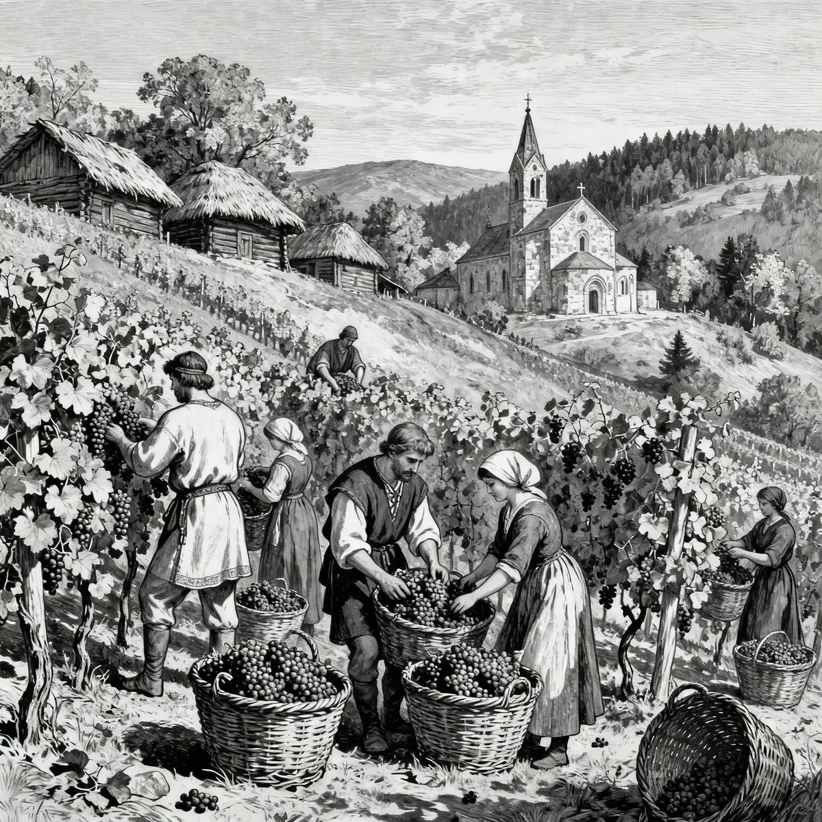 Время сбора винограда.