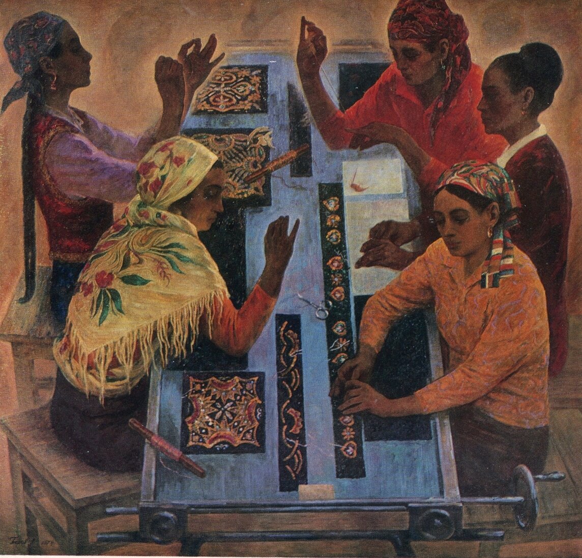 Художник Перов А.П., "Золотошвеи Бухары" (1974)
