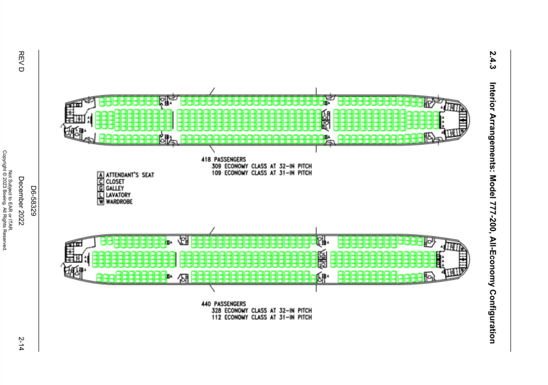 Расположение кресел в самолете боинг 777 300 er