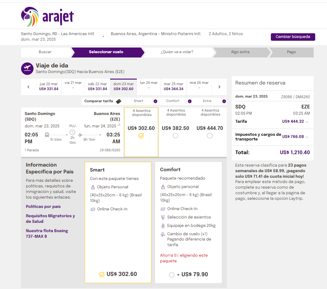 перелеты с авиакомпанией arajet