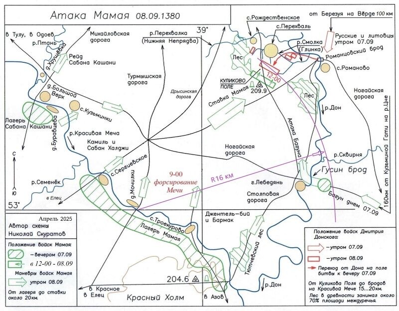 Атака Мамая - карта-схема